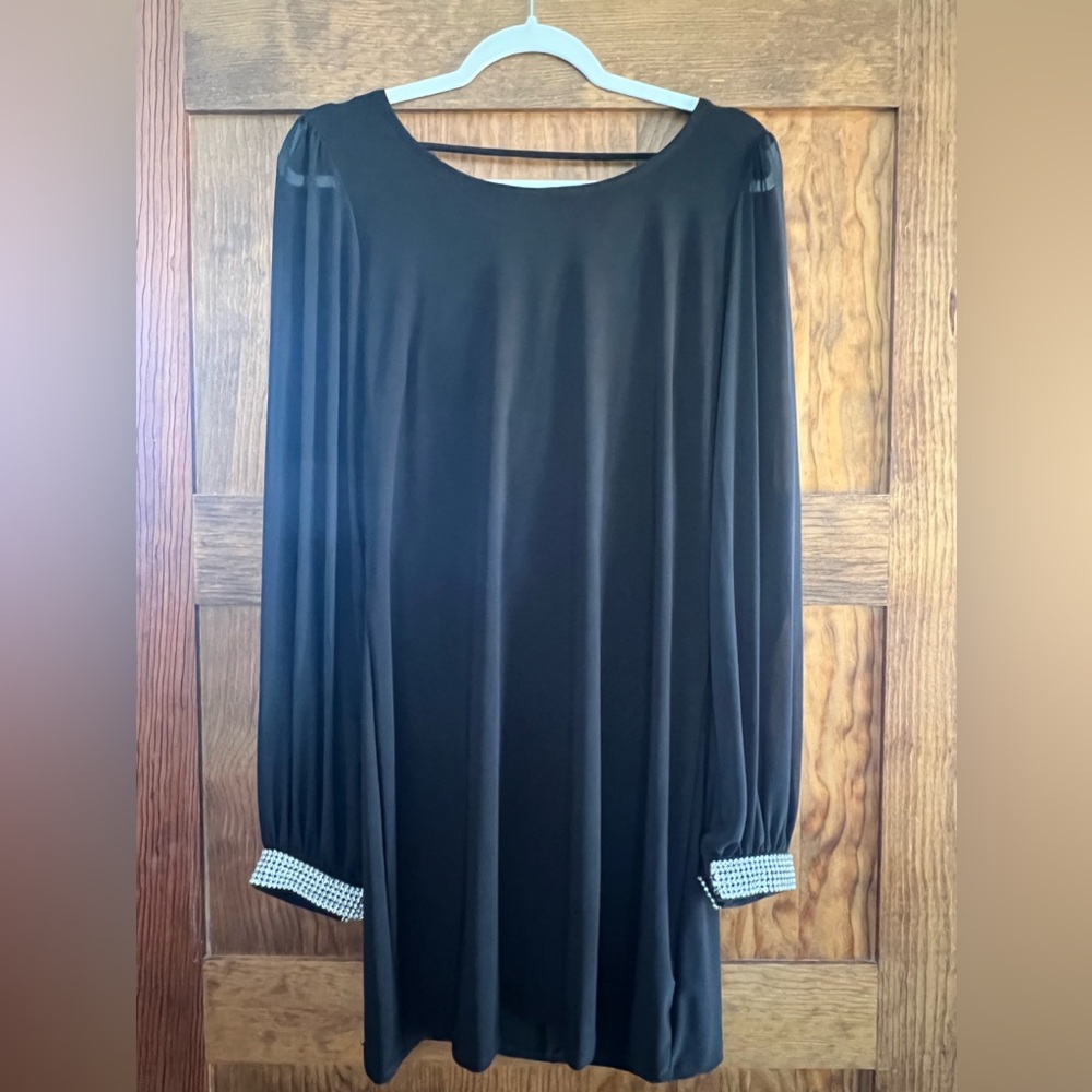 LBD with sheer sleeves and rhinestone detail cuffs - Bisou Bisou size 10